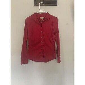 Banana Republic Women 6 Dark Pink Shirt Blouse, Collared, Button Up Long Sleeve
